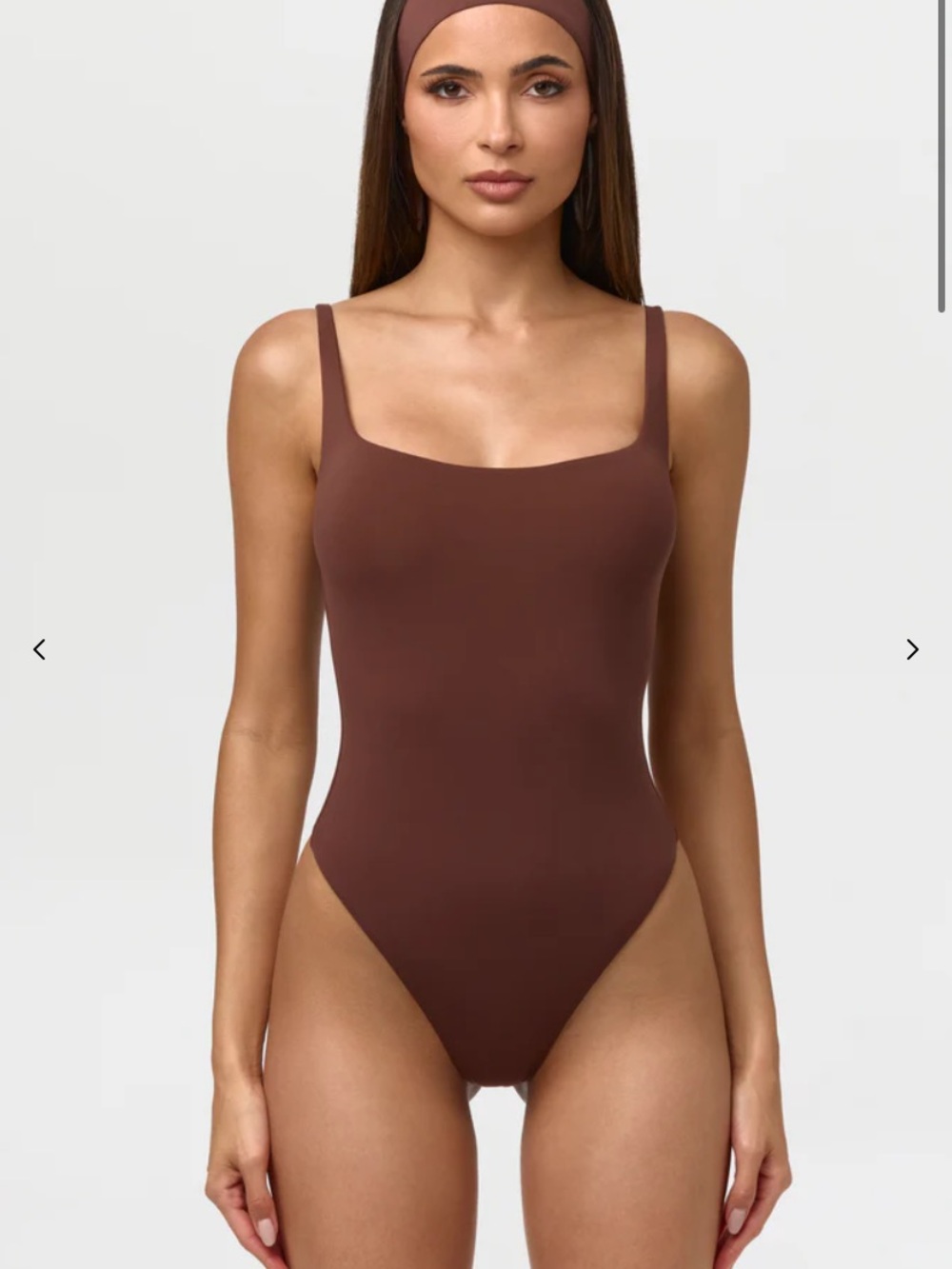 nWT Naked Wardrobe Brown Square Neck Bodysuit
